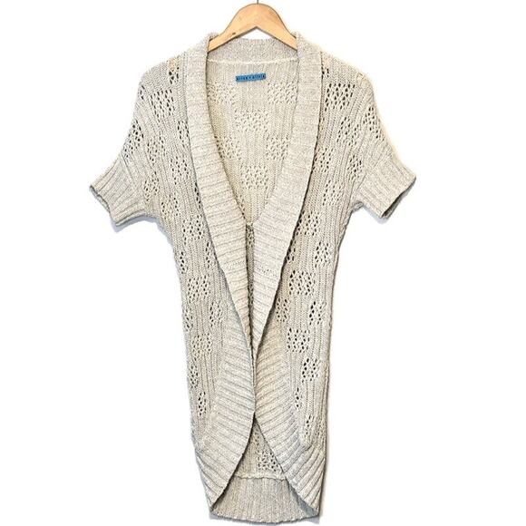 Alice + Olivia Cardigan Sweater Open Knit Ribbed Shawl Collar Long Cocoon Size S - Picture 5 of 15